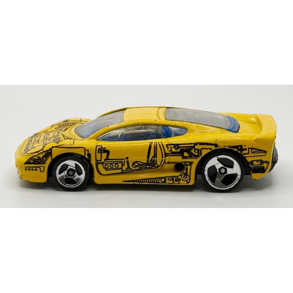 Hot Wheels 1992 Jaguar XJ220 Yellow Blue Mattel Loose Car Malaysia Vintage